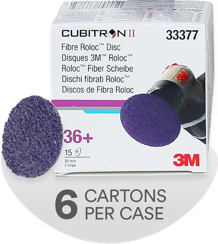 3M Cubitron II Roloc Disco de fibra 786C, 33377, 2 pulgadas (50 mm), 36+, 15 discos, para molienda, mezcla de soldadura, desbarbado, para automotriz