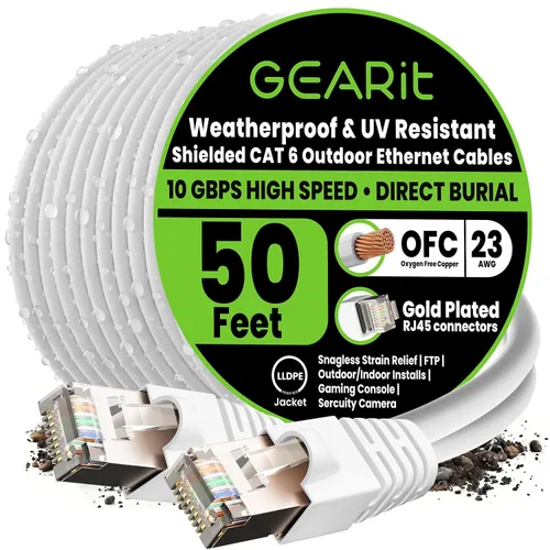 Miniatura 9 de GEARit Cable Ethernet Cat6 para exteriores (75 pies), 23AWG cobre puro, FTP, LLDPE, impermeable, enterramiento directo, subterráneo, resistente a