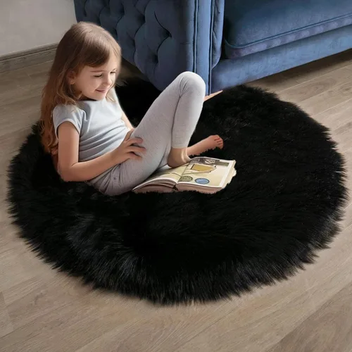 Miniatura 32 de Ashler Home Deco - Tapete de pelo sintético de oveja, mullido, suave, de 2 x 3 pies, lavable a máquina, dormitorio, habitación de los niños, sala