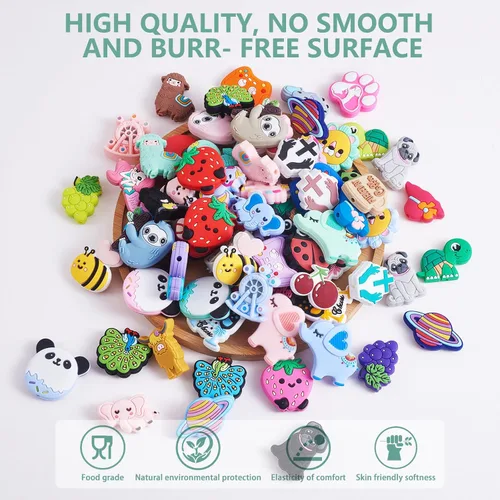 Miniatura 7 de 14 Piezas Cuentas de Silicona Lindas DIY Cuentas de Silicona a Granel Utilizadas para DIY para Hacer Varias Manualidades, Bolígrafo con Cuentas