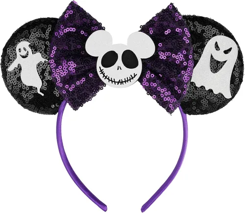Miniatura 15 de FANYITY - Orejas de ratón, diadema con lentejuelas brillantes para cosplay de ratón para niños, niñas y mujeres, para Halloween y viaje a Disney