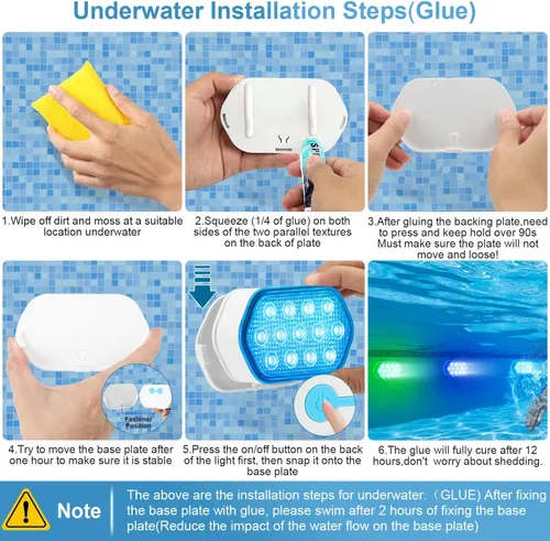 Miniatura 2 de QOLNBY - Luces para piscina, luces LED sumergibles recargables con control remoto, luces subacuáticas impermeables recargables IP68, luces