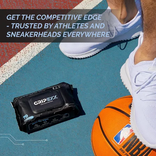 Miniatura 7 de GRIPEXX - 70 toallitas para zapatos, toallitas multiusos para zapatillas de baloncesto y sneakerheads - Alternativa al spray de agarre de baloncesto