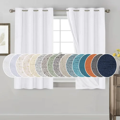 Miniatura 157 de Primitive - Cortinas opacas 100 % de lino texturizado natural para dormitorio, sala de estar, cortinas para ahorra energía, tela de arpillera