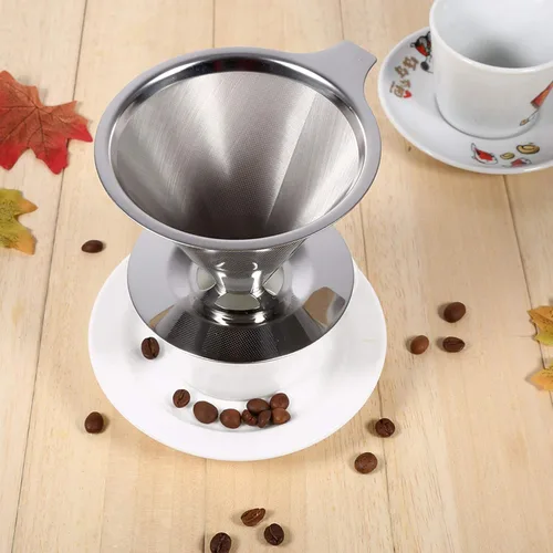 Miniatura 9 de Vierta sobre la taza de la cafetera, acero inoxidable verter sobre el gotero de café, verter sobre el filtro de doble capa de malla de la taza