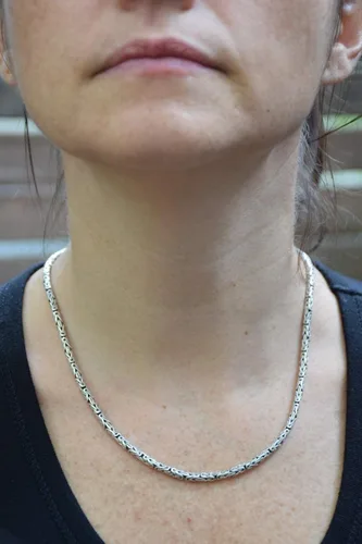 Miniatura 5 de BluSilver - Collar de cadena de plata de ley 925 de Bizantina hecho a mano en Bali 0.118in