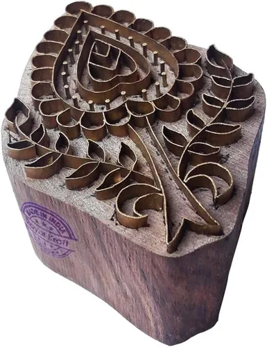 Miniatura 6 de Sello de Arcilla de Madera con Patrón de Loto de Latón para Impresión Rural BSCtag001