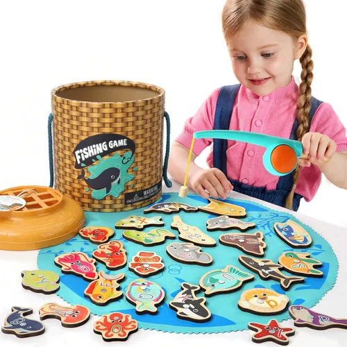 Miniatura 2 de TOP BRIGHT Juego Montessori de Pesca para Niños Pequeños - Juguetes Magnéticos de Pesca de Madera para Niños de 3 Años, Regalo para Niñas y Niños