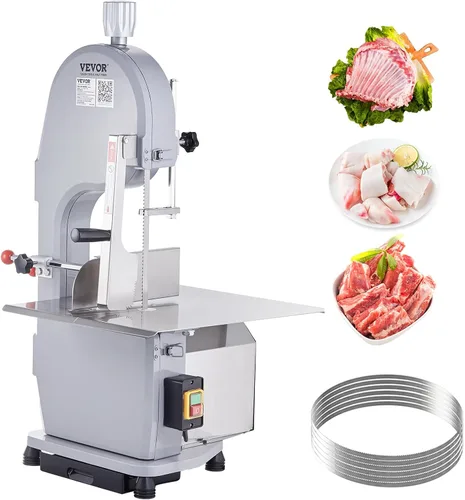 Miniatura 13 de Sierra de banda eléctrica comercial para carne, máquina de sierra ósea vertical de acero inoxidable de 1500W, banco de trabajo de 19.3" x 15