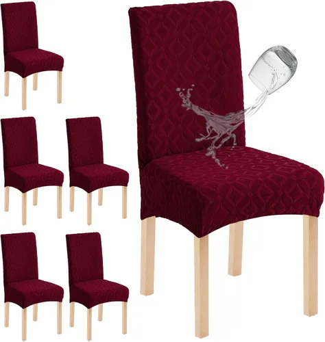 Miniatura 22 de Genina Juego de 4 fundas impermeables para sillas de comedor, extraíbles y lavables, color beige grande