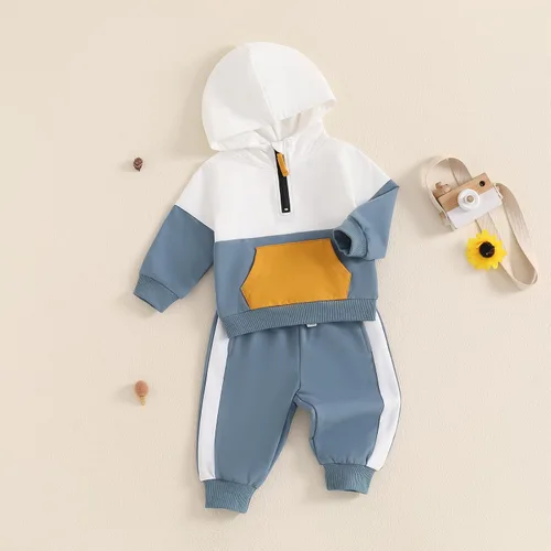 Miniatura 44 de Conjunto de ropa de otoño e invierno para bebé y niño, sudadera larga con capucha y pantalones para niños pequeños, 6, 12, 18, 24 meses, 2T