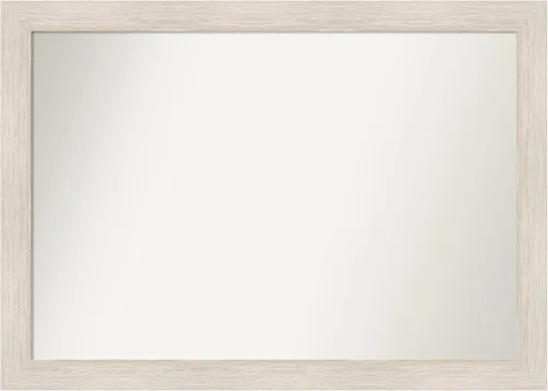Amanti Art Espejo de baño blanco para sobre el fregadero, 35 x 49 pulgadas, espejo rectangular de tocador rectangular de madera blanca lavada a
