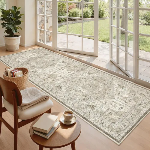 Miniatura 927 de Madane Tapete lavable de 2 x 10 pies para pasillo, cocina, recibidor, clásico, suave, antideslizante para interiores, casa de campo, baño, sala