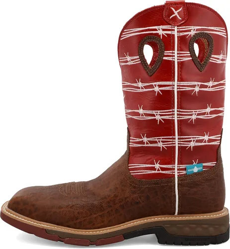 Miniatura 4 de TWISTED X Botas de trabajo occidentales con punta de aleación de 12 pulgadas para hombre con CellStretch Sillín envejecido y rubí