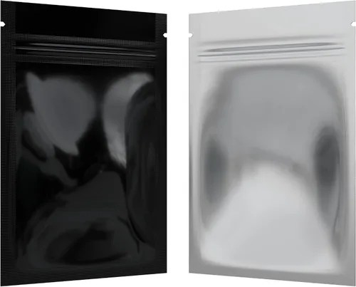 Bolsas de barrera estilo Mylar – Cremallera con sellado térmico – 100 bolsas (negro brillante/transparente, 0.04 oz - 3 x 4.5 pulgadas)