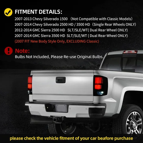 Miniatura 7 de DWVO Conjunto de luz trasera LED compatible con Chevy Silverado 1500/07-10 Silverado 2500 HD y 3500 HD