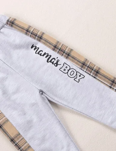 Miniatura 7 de Ropa de bebé niño a cuadros con capucha de manga larga con capucha y pantalones de retazos, ropa de invierno para niño