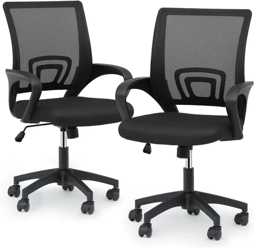 Miniatura 15 de Magshion Silla de oficina, silla ergonómica de escritorio de malla con respaldo medio, silla de computadora con ruedas con soporte lumbar y cómodos