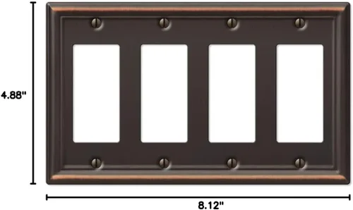Miniatura 5 de Amerelle 149R4DB - Placa de pared Chelsea, 4 interruptores de palanca, acero, bronce envejecido, paquete de 1
