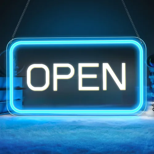 Miniatura 11 de Letreros de 'Abierto' para Ventana de Negocio, Letrero de Neón 'Abierto' de 16" x 9", Letrero LED 'Abierto' con Chip COB Brillante con Interruptor