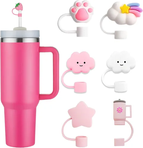 Miniatura 15 de LDKEDKF 11 piezas de cubiertas para pajitas de vaso Stanley, tapa de silicona para pajitas de vaso Stanley de 30 y 40 onzas con vasos, accesorios