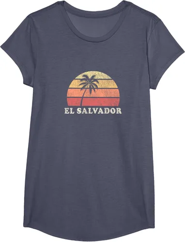 Miniatura 18 de El Salvador Vintage 70s Retro Throwback Design Camiseta, Azul