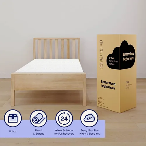 Miniatura 14 de Max & Lily Paquete de colchón de espuma viscoelástica de 5 pulgadas, certificado CertiPUR-US, perfil bajo para literas individuales sobre