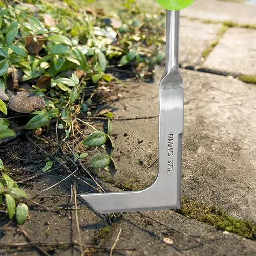 Miniatura 6 de Jiozermi Herramienta de extracción de malezas de mano, herramienta de acero inoxidable en forma de L para jardín, herramienta de desbrozadora
