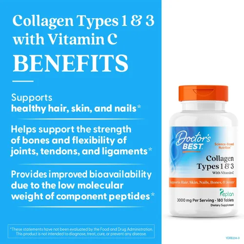 Miniatura 3 de Doctor's Best Péptidos de colágeno tipo 1 y 3 – Suplemento de colágeno para mujeres y hombres, apoya el cabello, la piel, las uñas y la salud