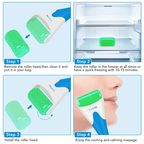 Miniatura 4 de LATME Rodillo de hielo para cara y ojos, regalo para el día de la madre, ayuda con un hinchazón, migraña, alivio del dolor y lesiones menores, Verde