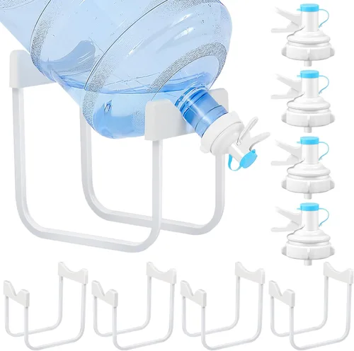 Cinnvoice 4 juegos de metal de 3 a 5 galones de soporte para jarra de agua y válvula dispensadora de agua, soporte antideslizante para botella de
