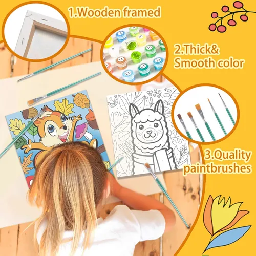 Miniatura 6 de Sixth Space Pintura por números para niños de 4 a 8 años, pintura al óleo acrílica preimpresa para principiantes, incluye lienzo enmarcado