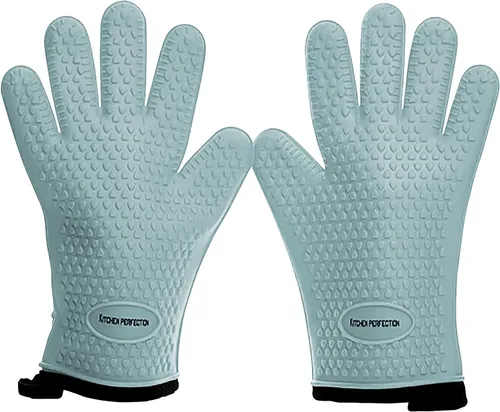 Miniatura 14 de KITCHEN PERFECTION Guantes de silicona para horno ahumador -Guantes de barbacoa extremadamente resistentes al calor-maneja la comida caliente
