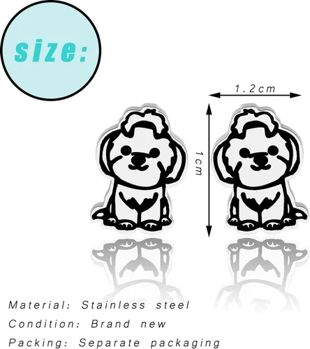 Miniatura 6 de AKTAP Pendientes de tuerca para perro Shih Tzu, regalos Shih Tzu, joyería para perro, mamá, Shih Tzu, regalo para amante (aretes de perro Shih Tzu)