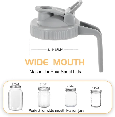 Miniatura 2 de Mason Jar Tapa abatible con asa, sello hermético y a prueba de fugas, boca ancha, paquete de 5