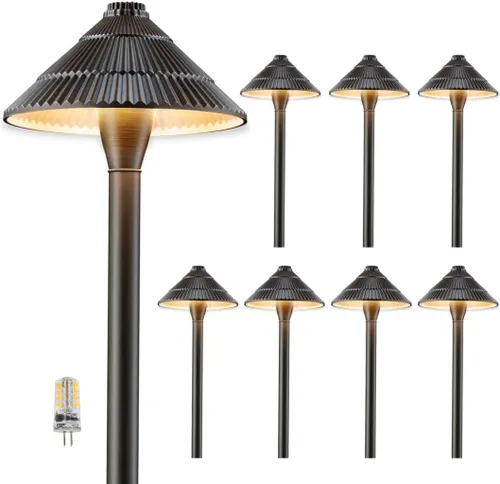 Miniatura 29 de Gardenreet Luces de camino de bajo voltaje de latón, luces LED de camino de paisaje, luces de patio al aire libre impermeables IP65, 12 V con cable