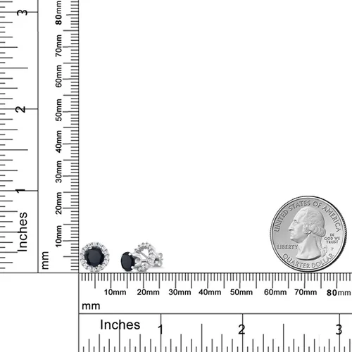Miniatura 186 de Gem Stone King Aretes redondos de plata de ley 925 de 0.236 in con piedra natal extraíble para mujer