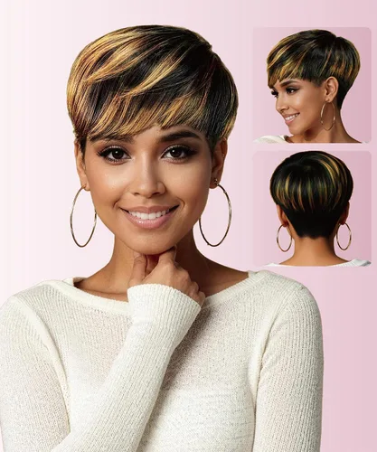 Miniatura 8 de YOUKNOWIG Pelucas de corte Pixie para mujeres negras, peluca brasileña rizada con corte Pixie, cabello humano, sin pegamento, pelucas cortas