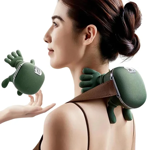 Siasoo Masajeador de cuello 2025, con calor eléctrico de hombros y masaje cervical para aliviar el dolor, masaje de tejido profundo calentado para