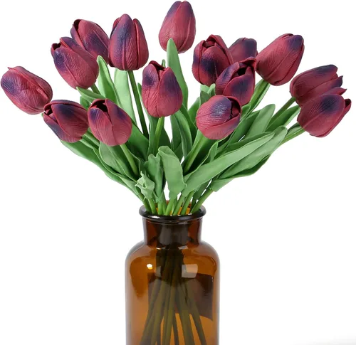 Miniatura 26 de SITUMEIZI 15 piezas de flores blancas artificiales, tulipanes artificiales de poliuretano de 14 pulgadas a granel para el hogar, cocina, Pascua