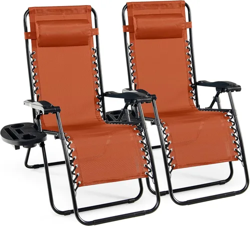 Miniatura 21 de Tangkula Zero Gravity - Silla plegable para patio, reclinable, ajustable, con soporte para tazas, reposabrazos anchos para patio, jardín, piscina