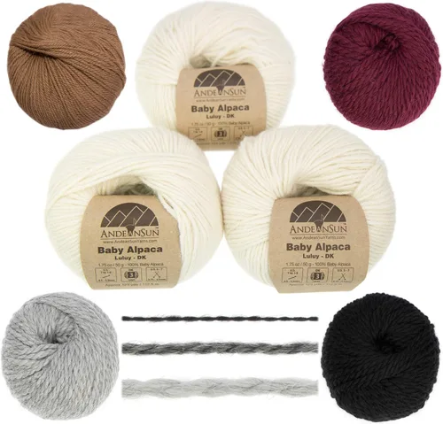 Miniatura 13 de (Juego de 3) Ovillos 100% de lana de alpaca bebé #1, DK #3, Worsted #4, Bulky #5 (150 gramos / 5.29 onzas en total), lujosos, acogedores y suaves