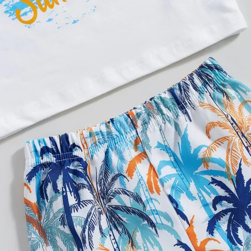 Miniatura 6 de Conjunto de pantalones cortos para niños pequeños, camiseta estampada junto al mar, 2 piezas, ropa de verano