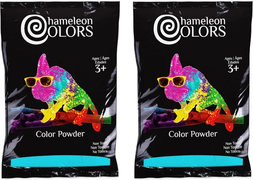 Chameleon Colors Blue Gender Reveal Powder - Dos bolsas de 1 libra - Color azul vibrante - Polvo para revelación de género de bebé niño - Bolsas
