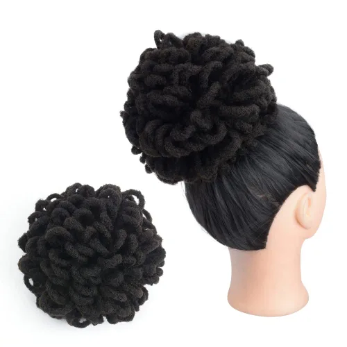 Miniatura 30 de Yinmei Baibian Loc Cola de Caballo con Cordón Moño de Pétalos Moños de Rastas Afro Rojas Cola de Caballo Rizado Hinchado Trenza Colas de Caballo
