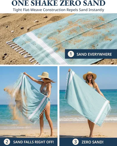 Miniatura 5 de LANE LINEN - Paquete de 4 toallas de playa de gran tamaño, toalla de piscina prelavada, extragrande, de secado rápido y sin arena, toalla de viaje