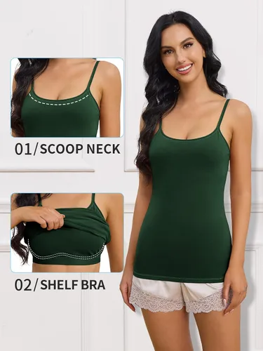 Miniatura 72 de Camisa Attraco de algodón, con tirantes estilo espagueti, con brasier incorporado, 2 paquetes, para mujer