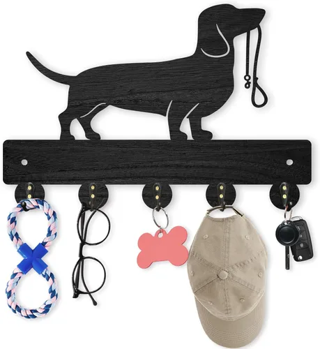 Miniatura 16 de MAYJOYDIY Perchero de pared de madera con 5 ganchos, diseño de ciervo de bosque negro, soporte para llaves y organizador para entrada, pasillo, sala