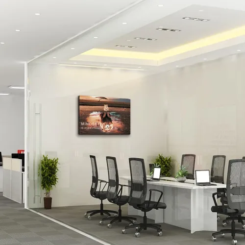 Miniatura 4 de KAWAHONE Mindset Is Everything - Lienzo decorativo para pared, diseño motivacional de rey león, con citas inspiradoras de emprendedor, póster