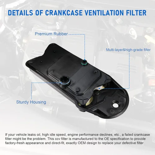 Miniatura 5 de DICMIC Filtro de ventilación del cárter para 2007-2020 Ram 2500 3500 4500 5500 2011-2020 Ford F550 F650 Reemplazo # CV52001, 68002433AA, 68002433AB